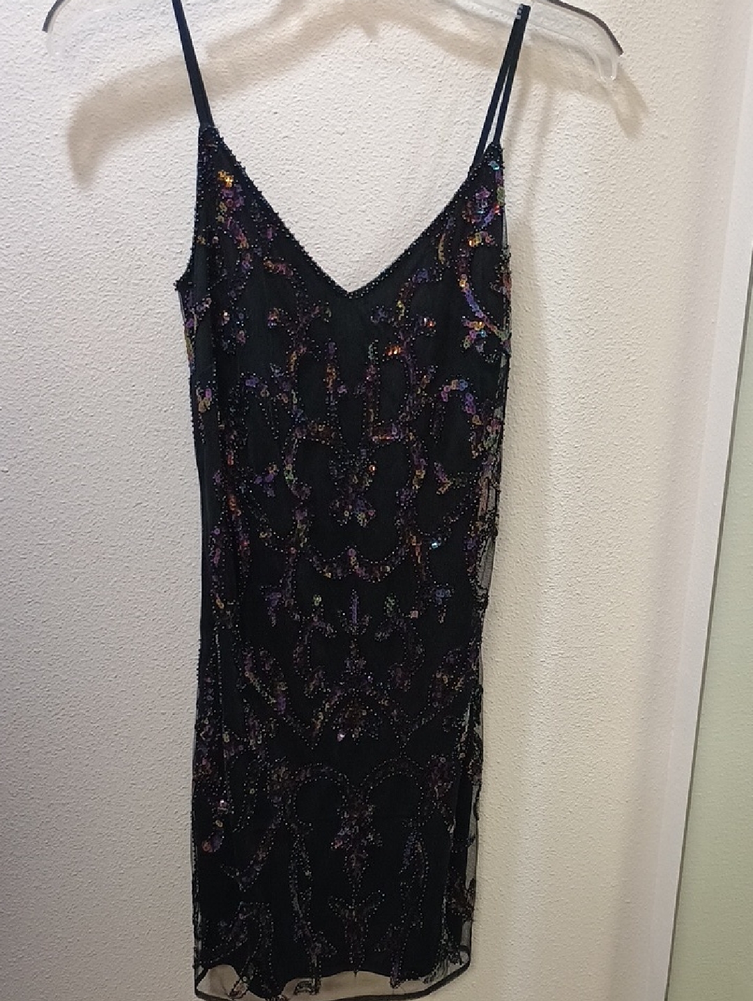 Promgirl Black Sequin Slip Dress With Purple Accents